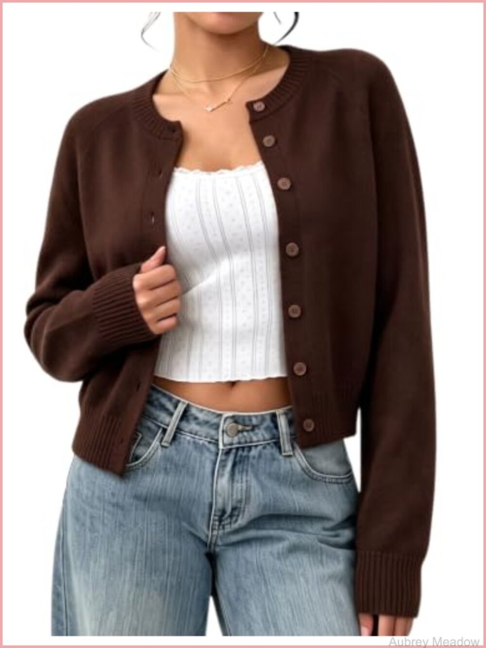 Chunky Knit Cropped Cardigan Sweater Button Front Long Sleeve